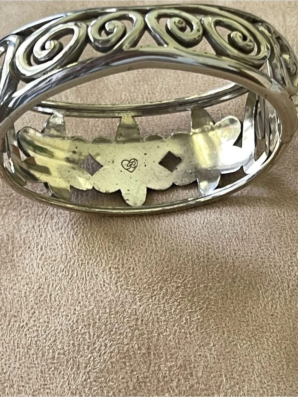 Brighton Silver Floral Crystal Accent Bangle Bracelet